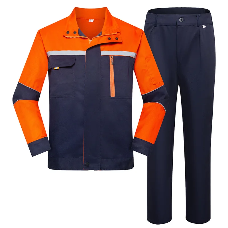 Mechanical repairman Safety work clothing Two tones wear resistant workshop Hi Vis reflective worker Uniforms labor Coveralls 4X