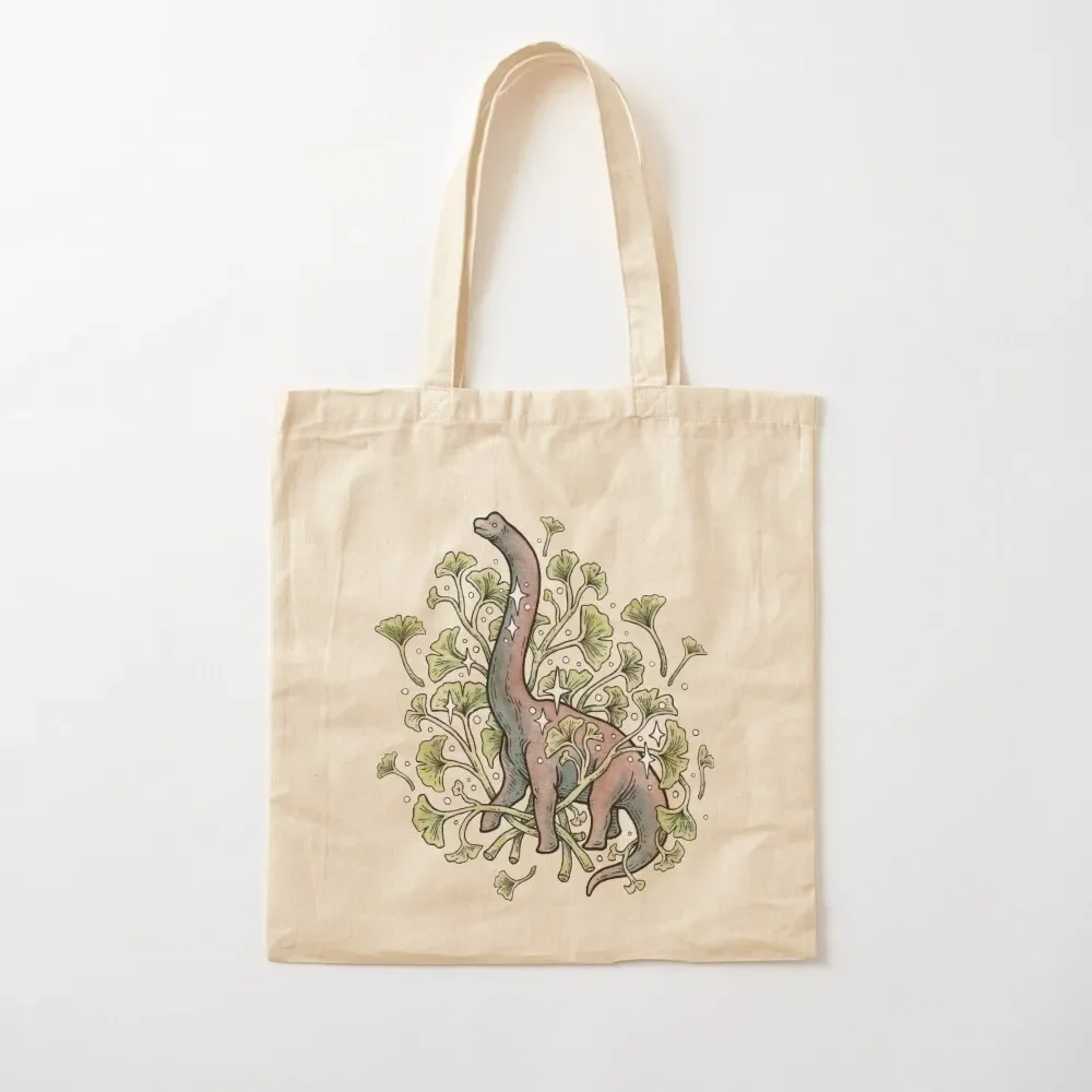 

Brachio Ginkgo Calm Color Palette Dinosaur Botanical Art Tote Bag Canvas stote bag Handbags women Shopper Bag