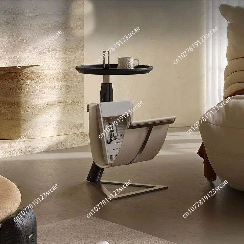 

Stainless steel italian saddle leather corner table living room creative sofa side table modern casual