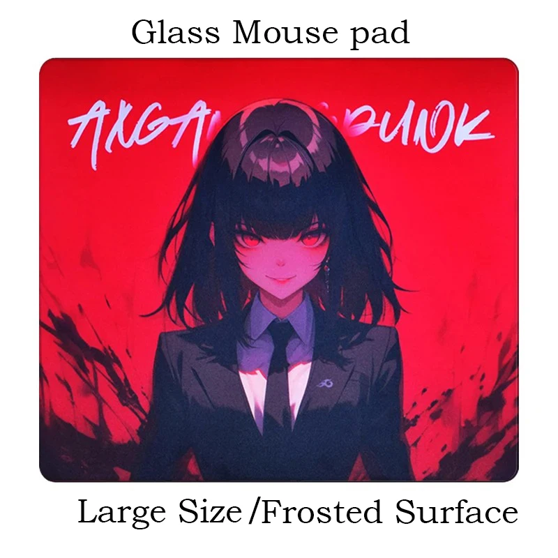 Japan Red Girl Glass Mouse pad Large Size E-sports Gaming Desk Pad Photovoltaic Glass Mouse Pad Customized Gaming Mats