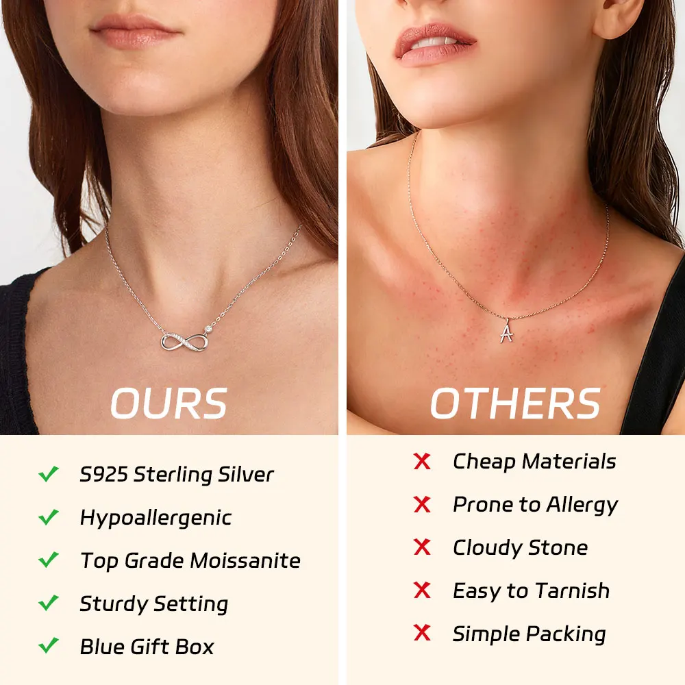 M-JAJA Moissanite Necklace Möbius Infinite Loop Pendant Necklace for Women 925 Sterling Silver 18K Gold Plated Fine Jewelry Gift