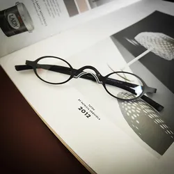 Japan Ultra-Small Oval Reading Glasses Frame Men's Ultra-Light 10g Steel Glasses Without Nose Pads Elastic Myopia Eyeware