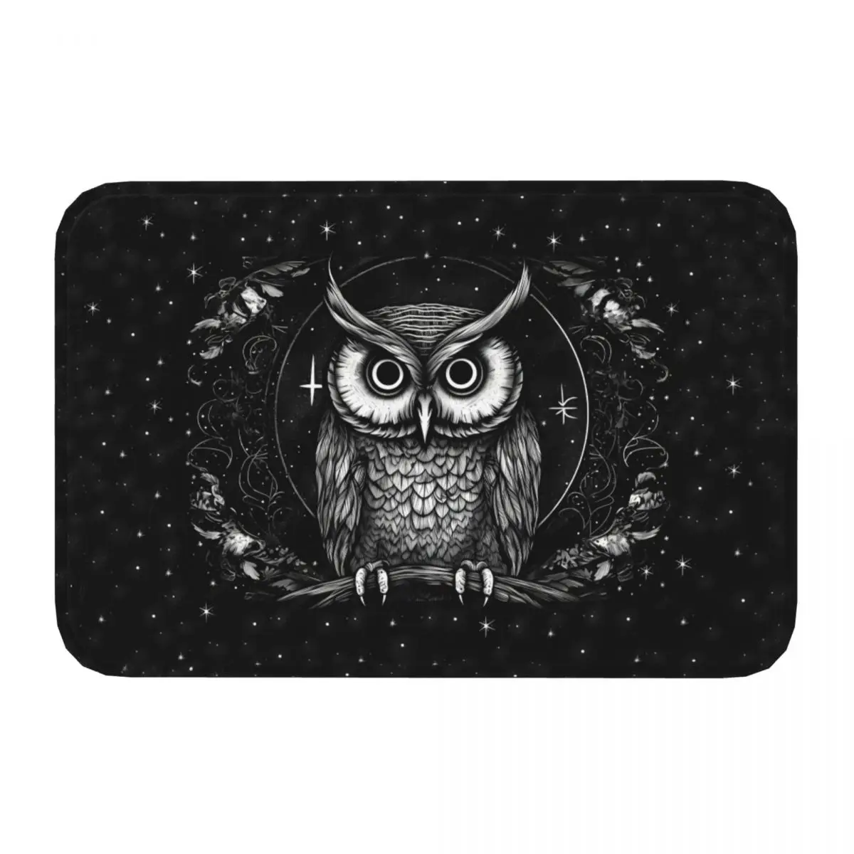 Mystical Night Owl Anti-Slip Doormat Living Room Mat Wild Owl With Mystic Design Elements Hallway Carpet Welcome Rug Home Decor