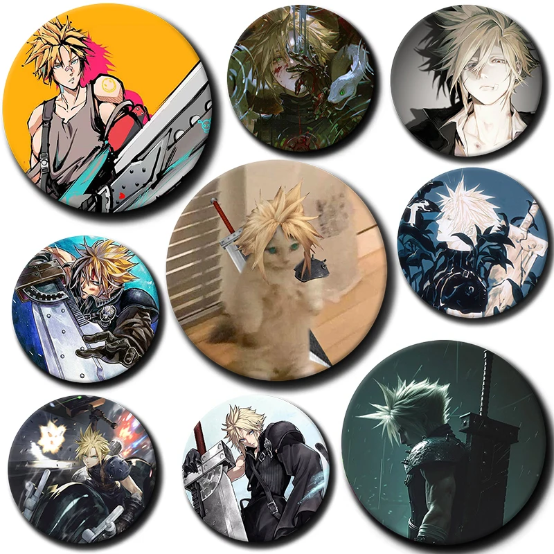 Cloud Strife Badge Final Fantasy VII Brooch Game Anime Collectible Pin on Backpack Decor Hat Clotes Accessories Gamer Fans Gifts
