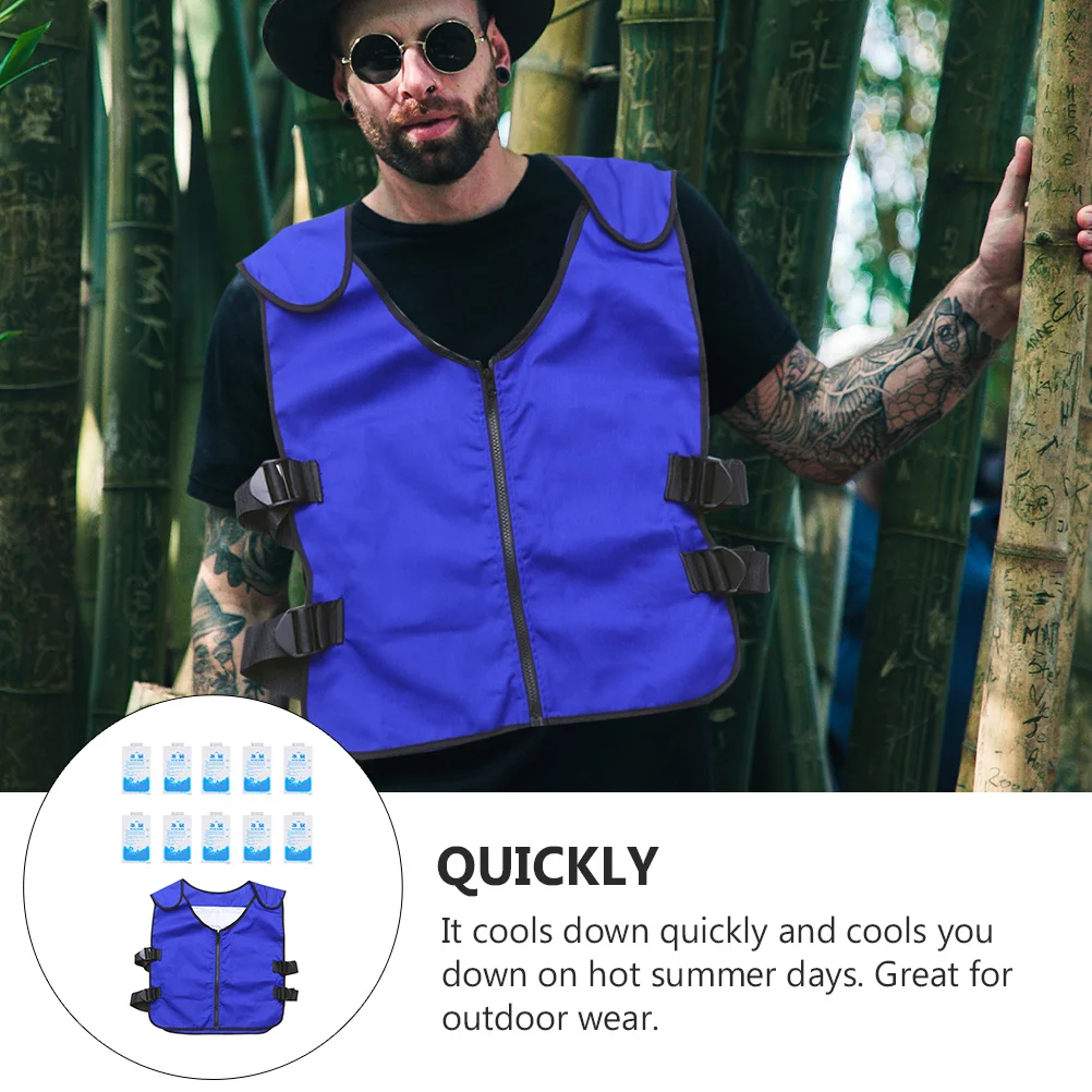 

1Set Ice Vest Blue Outdoor Cooling Vest Summer Cooling Clothes Breathable Lightweight Comfortable for Men Ice Waistcoat