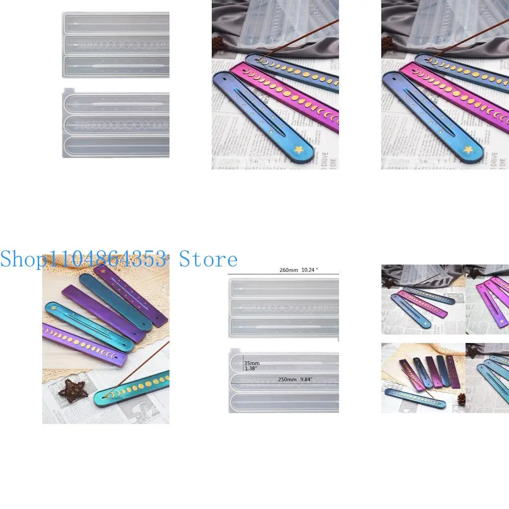 

652F Incense Holder Resin Mold Moon Phase Incense for Burner Container Epoxy Resin Casting Mold Incense Sticks Ashes Catcher