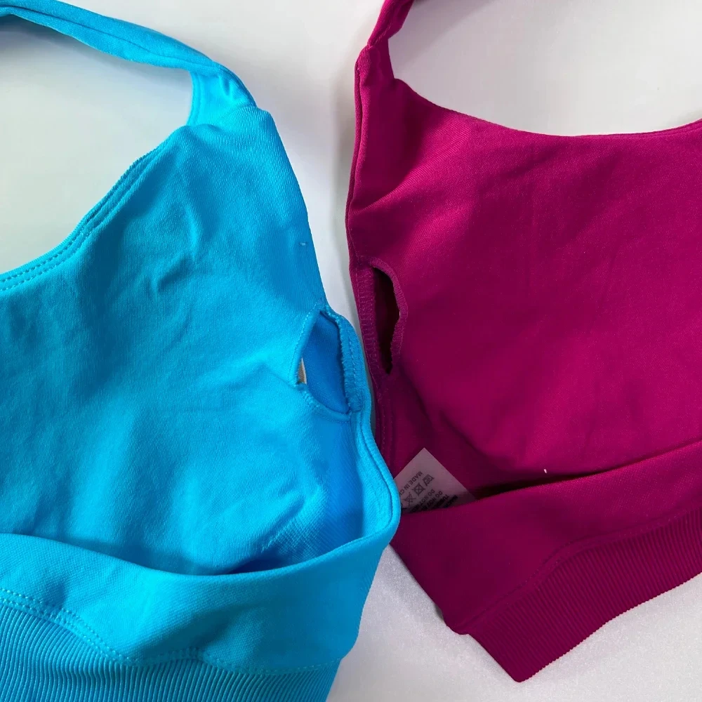 2pcs Leggings Set Seamless Yoga Set Women Halter Sports Bra Workout Scrunch Leggings Gym Set