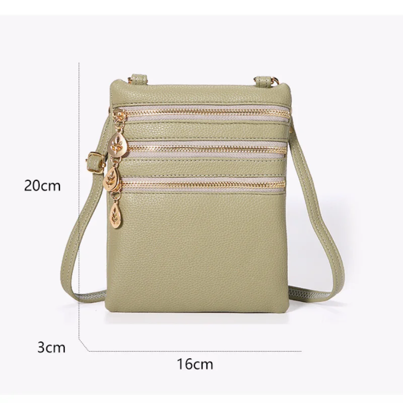 Women\'s PU Leather Crossbody Bags Korean Fashionable Zipper Shoulder Bags Casual Mutil Pockets Small Phone Hand Bag Purses