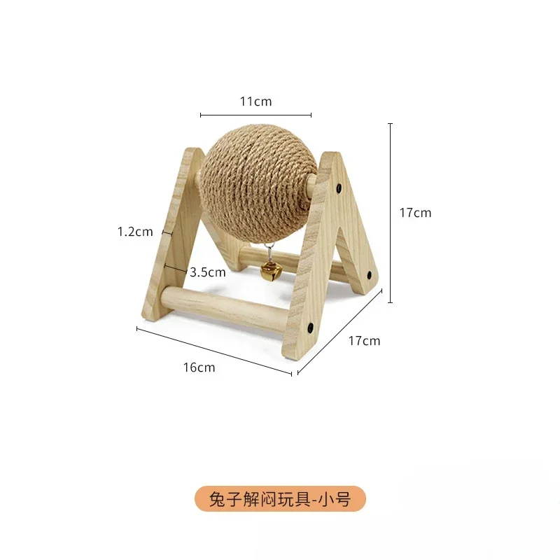 Pet Rabbit Cat Toy Scratching Ball Special Toy Wooden Grinding Claw Sisal Accessories Bunny Supplies  Toys