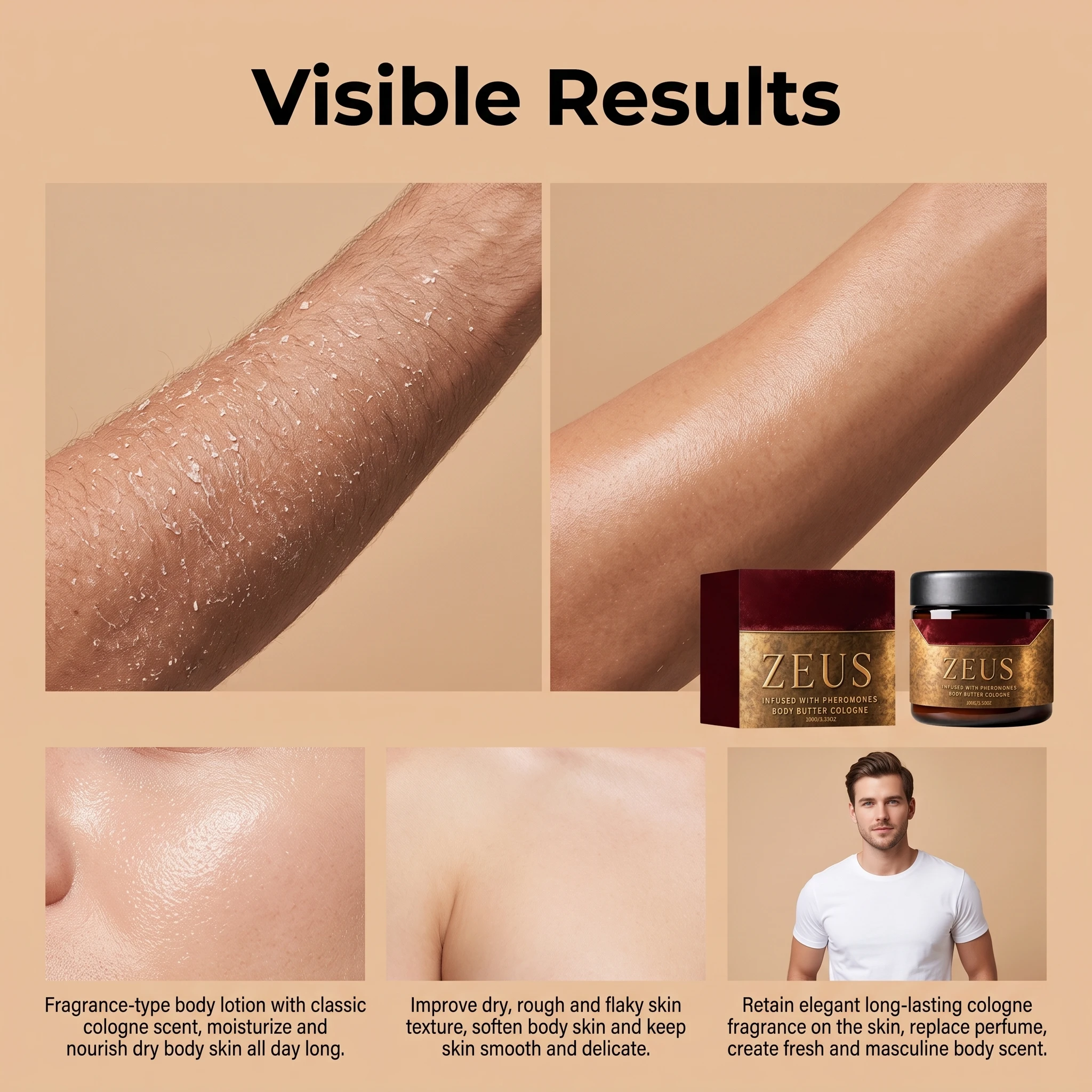 Men Pheromone Nourishing Body Butter Cologne Scented Long-Lasting Moisturizing Boost Male Confidence Charm Fragrance Skincare