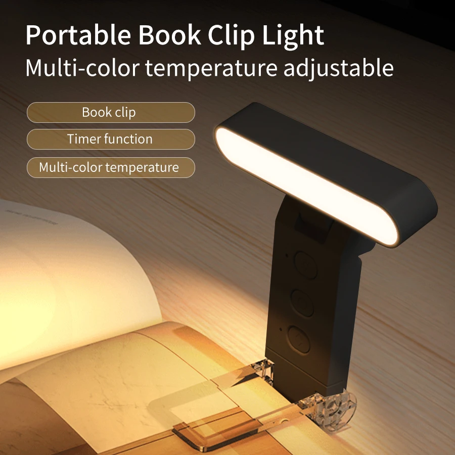 

Protable LED Book Lights USB Rechargeable Eye Protection Reading Lamp 5 Colors Dimmable Timer Clip-on Bookmark Night Lamp