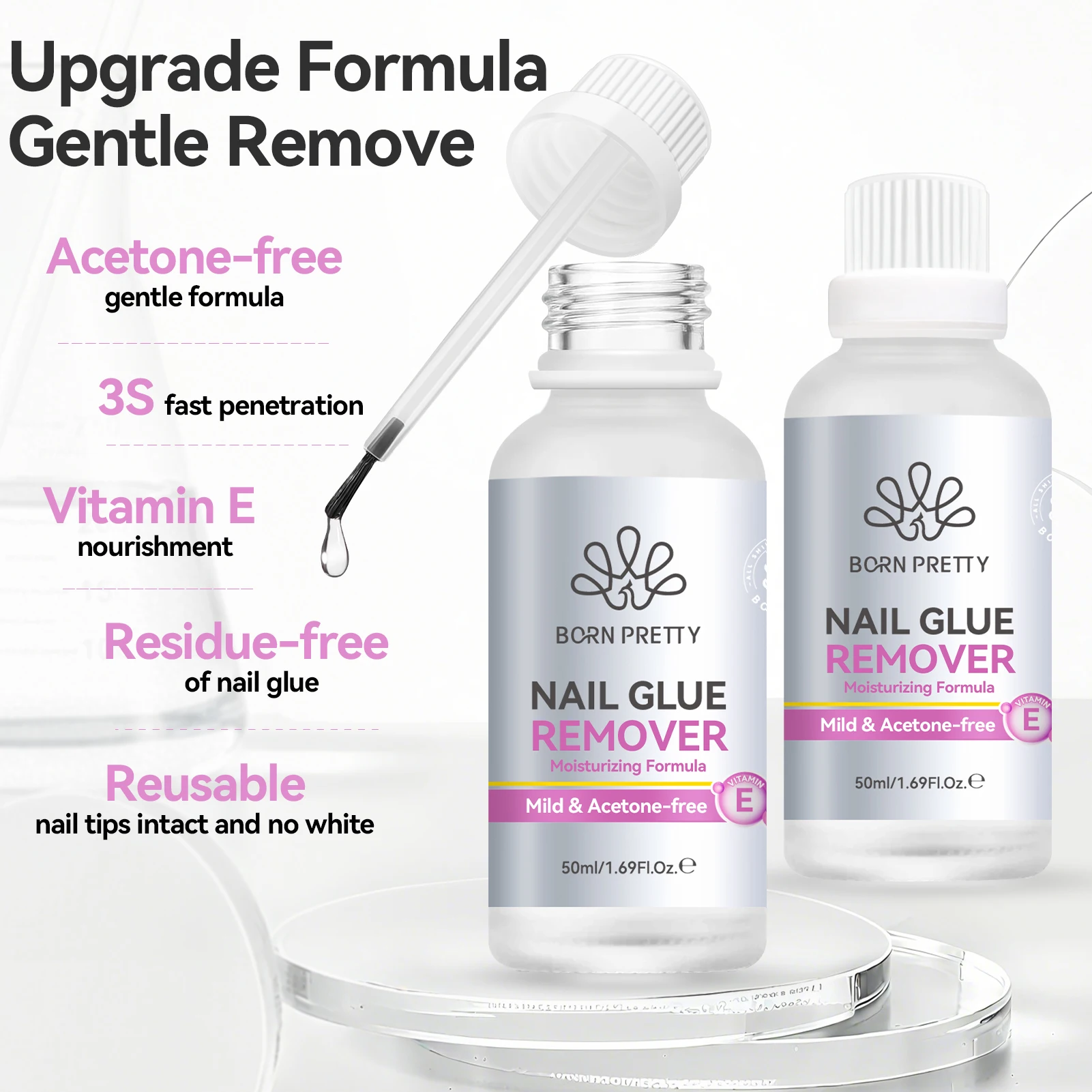 BORN PRETTY 50ml dissolvant de colle pour ongles 3S pénétration plus rapide faux ongles conseils adhésifs solides facile à adoucir dissolvant presse sur les ongles