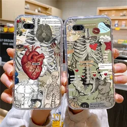 Medical Human Anatomy Phone Case For Huawei Mate P10 P20 P30 P40 P50 Smart Z Honor 50 60 70 Pro Lite Transparent Case