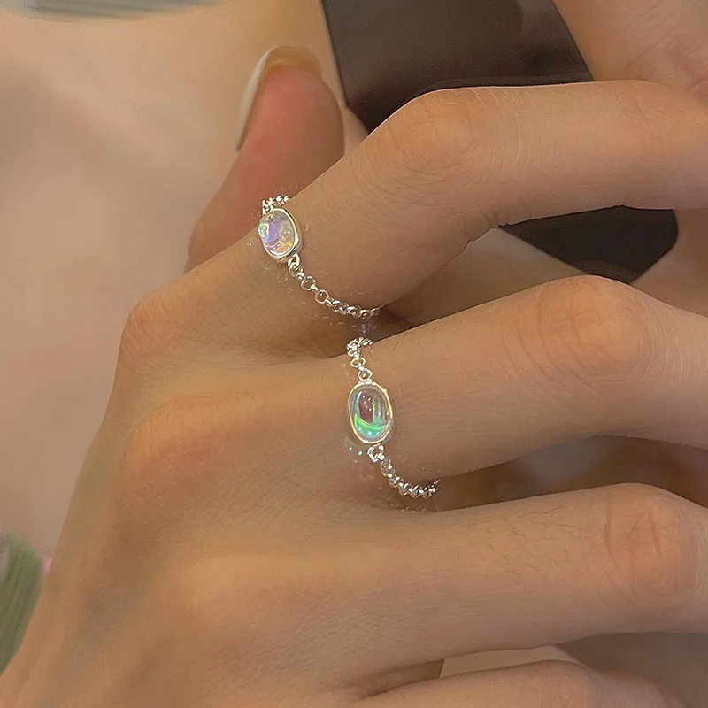 PANJBJ 925 Sterling Silber Mondstein Unregelmäßigen Ring für Frauen Party Geschenk Adjustabler Persönlichkeit Koreanische Dropshipping – Detail 40