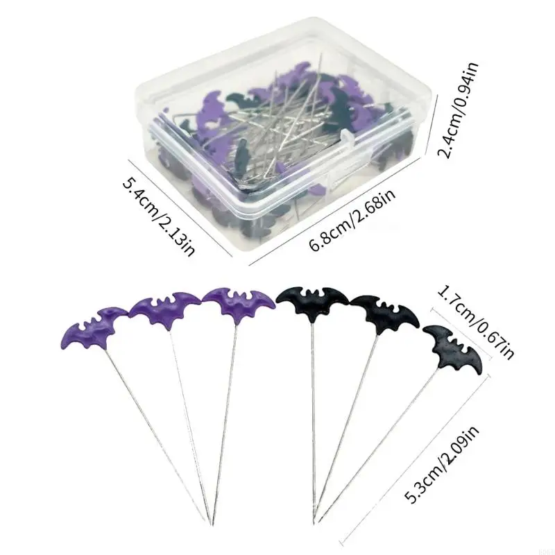 E06B 50/100pcs 할로윈 박쥐 재봉 핀 양장점 자수 패치 워크 도구 도구 핀 바늘 DIY 액세서리