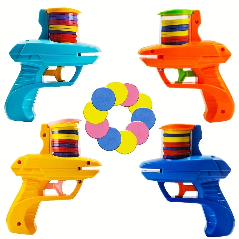 

2 шт. портативных запускателей дискет в форме НЛО из EVA, необычные игрушки для многопользовательских сражений, яркие цвета, подходят для детей от 3 лет и старше.