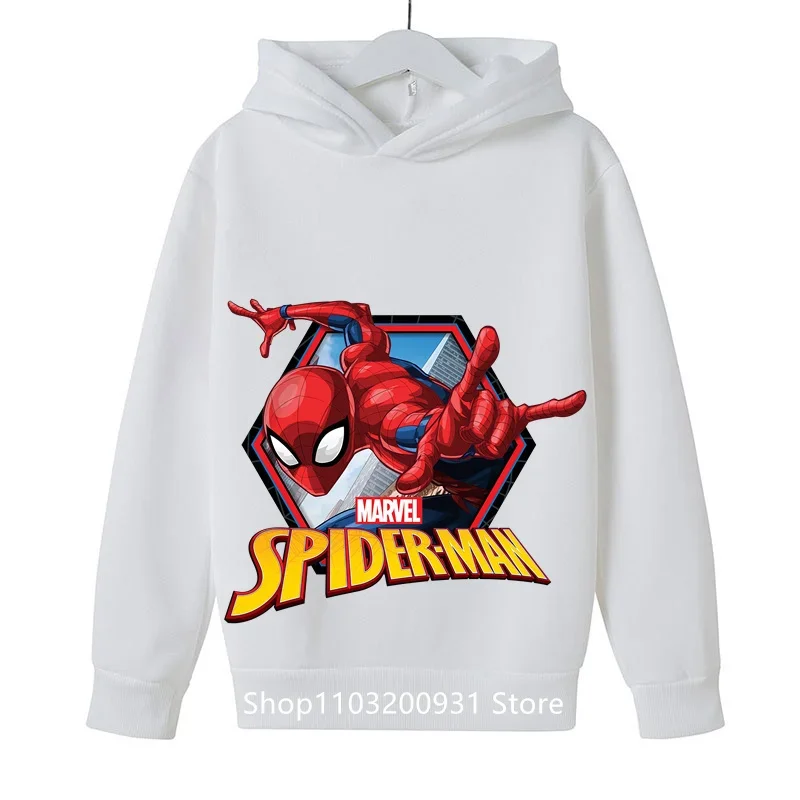 Spring/Summer 2024 New Boys Girls Students Marvel Spider-Man Hoodie Kids Kids Fashion Casual Top Hoodie Ages 4-14