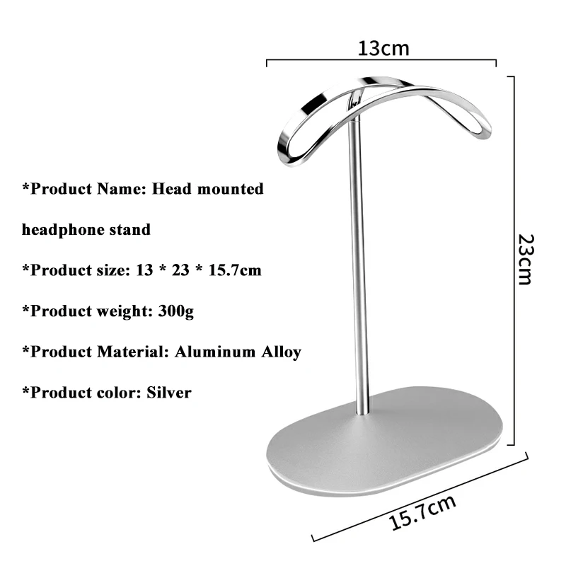 Metal Curved Headphones Stand for Airpods Max Aluminum Alloy Headset Holder Desktop Display Shelf with Anti-slip Base Space Savi - view 6