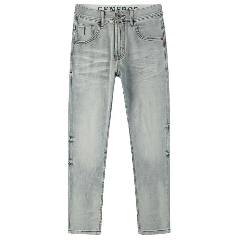American  Light Blue Jeans for Spring and Summer 2025 Casual Comfortable and Versatile Small Straight Leg Pants mens jeans