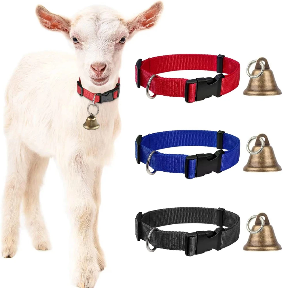 Collares de cabra con campanas, campanas para pastoreo de ovejas y caballos, Collar ajustable para mascotas, campana fuerte antipérdida para animales de granja pequeños, ovejas y vacas, 1 ud.
