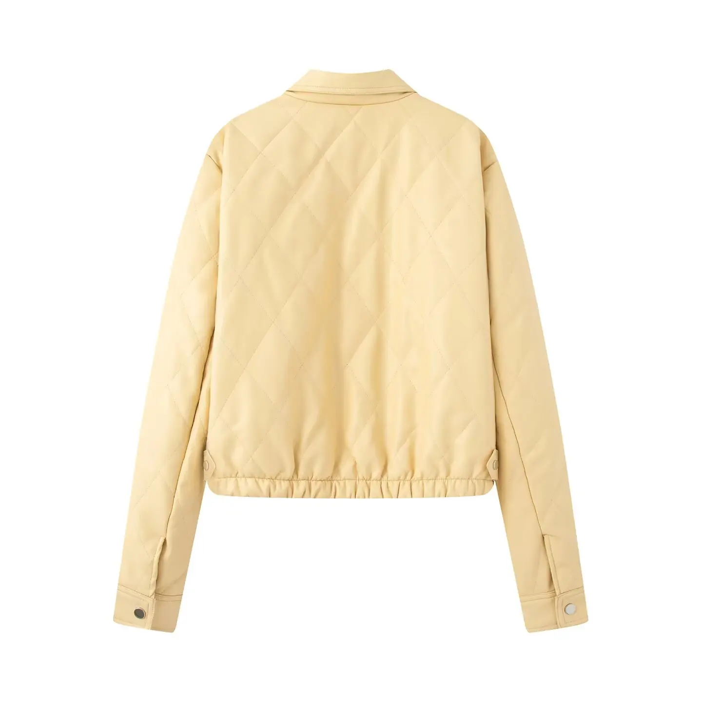 

JNLEAOG Autumn New Faionable ort Quilted PU Cotton Coat for Women French Sle Loose Fit Polyester Fabric Ladies Jaet