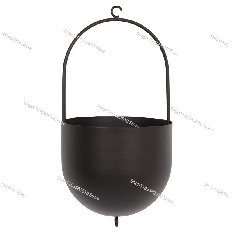 Wrought Iron Hanging Flower Pot, Balcony Green Plant Decorative Air Device for Storefront