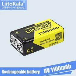 1 pz LiitoKala USB-9V 1100mAh batteria ricaricabile agli ioni di litio è adatto per fotocamera giocattolo multimetro telecomando microfono KTV