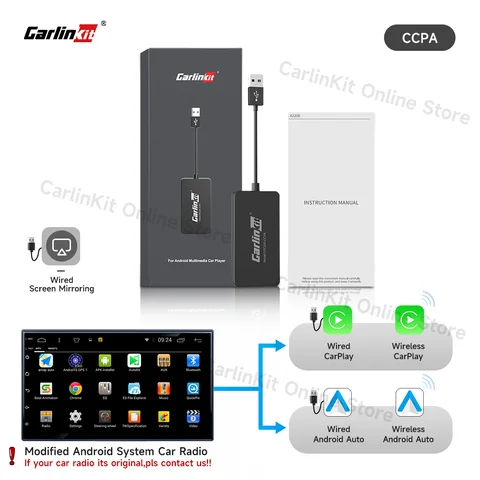 Carlinkit проводное/беспроводное CarPlay беспроводное Android Auto Dongle зеркало для модификации Android экрана автомобиля Ariplay Smart Link IOS 14 15