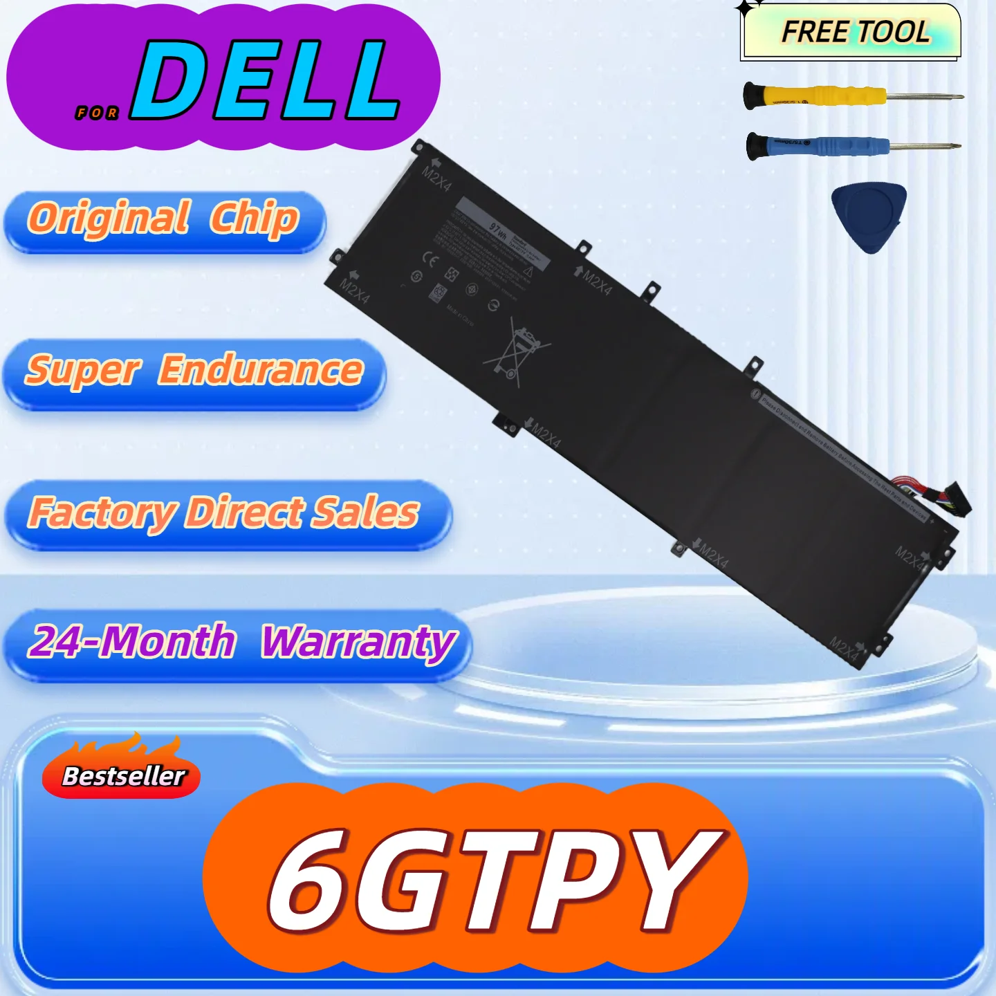 

6GTPY 11,4 В 97 Втч Аккумулятор для DELL XPS 15 9570 9560 Для ноутбука серии DELL Precision 5520 5530 H5H20 Бесплатный инструмент + гарантия 24 м