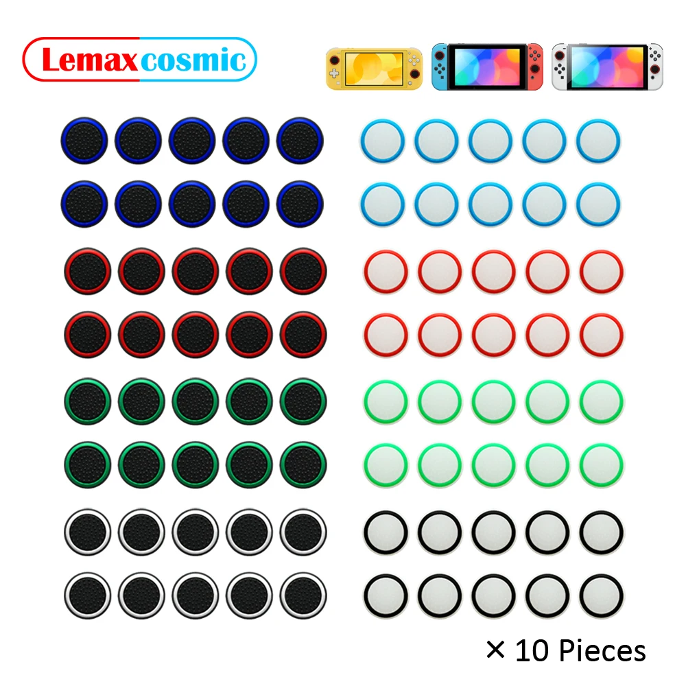 10 Pieces Joystick Cover Case Silicone Analog Thumbstick Cap Thumb Stick Grip Caps For Nintendo Switch OLED Lite Joy-Con Joycon