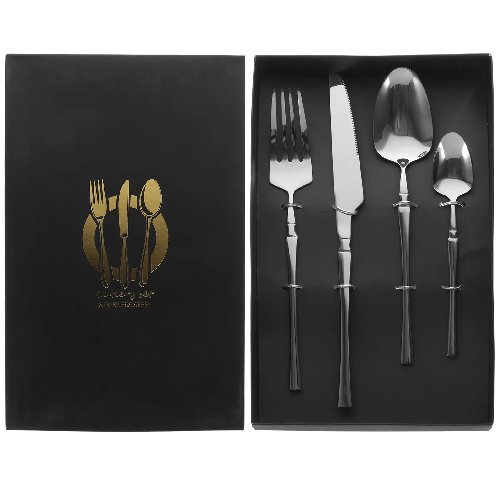 

Stainless Steel Set Set 4 Pieces Silver Smooth Modern Easy Clean Home Restaurant Kitchen Stainless Steel Tableware Bar Supplies