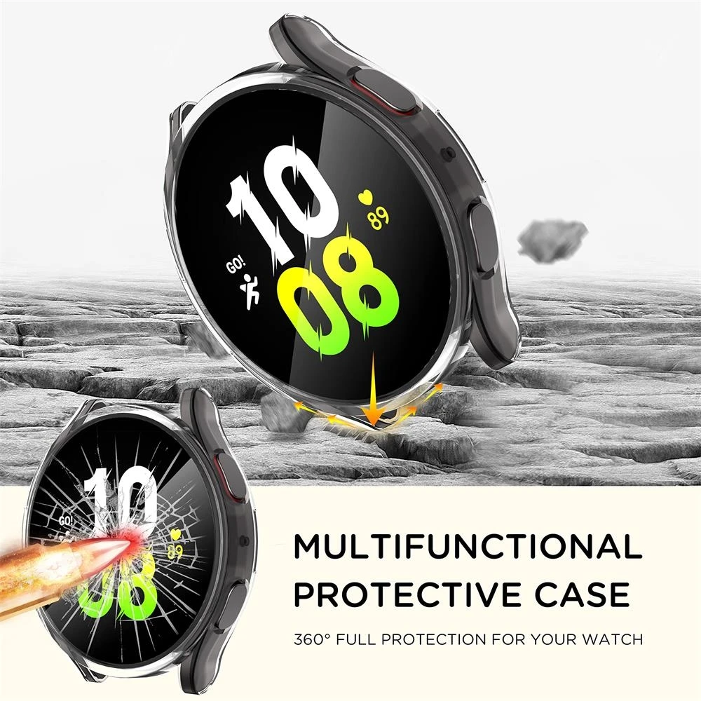 Coque TPU pour Samsung Galaxy Watch 6 5, protection d\'écran plaquée, pare-chocs tout autour, coque Galaxy Watch 4, 44mm, 40mm, 44mm