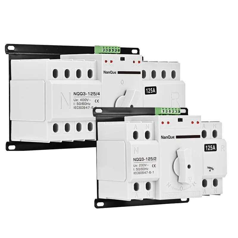 AC230V 400V ATS 2P Dual Power Automatic Transfer Switch 4P Three Phase ATS 40A 63A 100A 125A Switch CB Class Manual Change Power