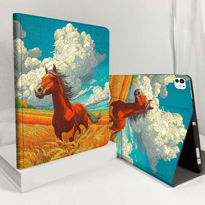 

Horses running sunset grass For iPad Pro Air 5 4 3 13 11 8 7 6 5 10th 7th 6th 10.5 12.9 10.9 Tablet Case