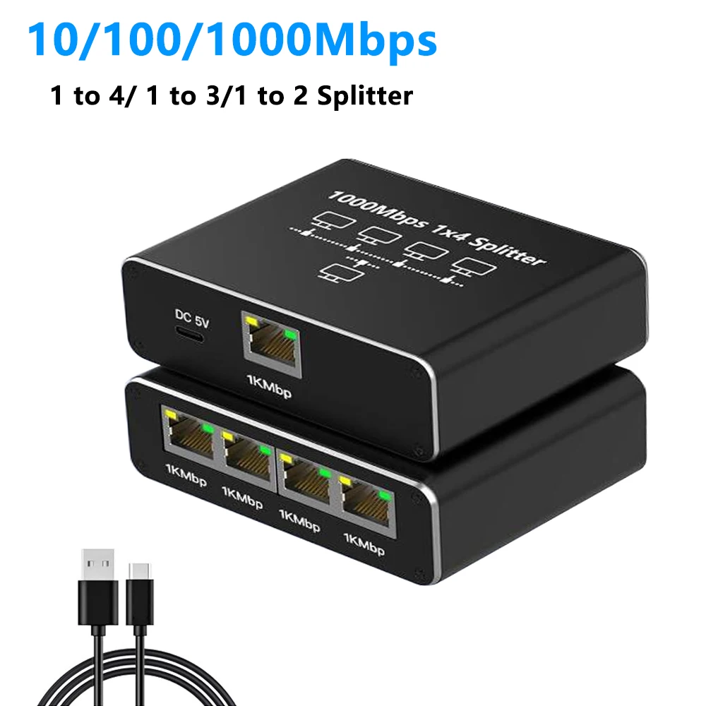 جهاز تقسيم جيجابت 1 إلى 2 إيثرنت ، وصلة شبكة mbps ، جهاز تقسيم الإنترنت rj45 lan للكمبيوتر الشخصي ، الكمبيوتر المحمول ، جهاز التوجيه ، tvbox ، التلفزيون الرقمي