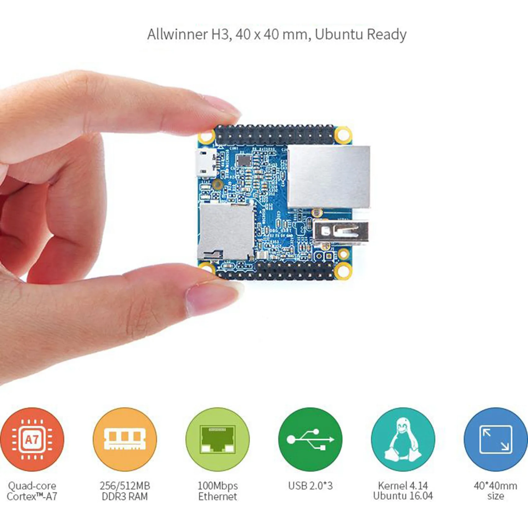 NanoPi NEO Display OLED e Kit Case Metal, Open Source Placa de Desenvolvimento H3, 512MB DDR3 RAM, Ubuntu Openwrt Armbian