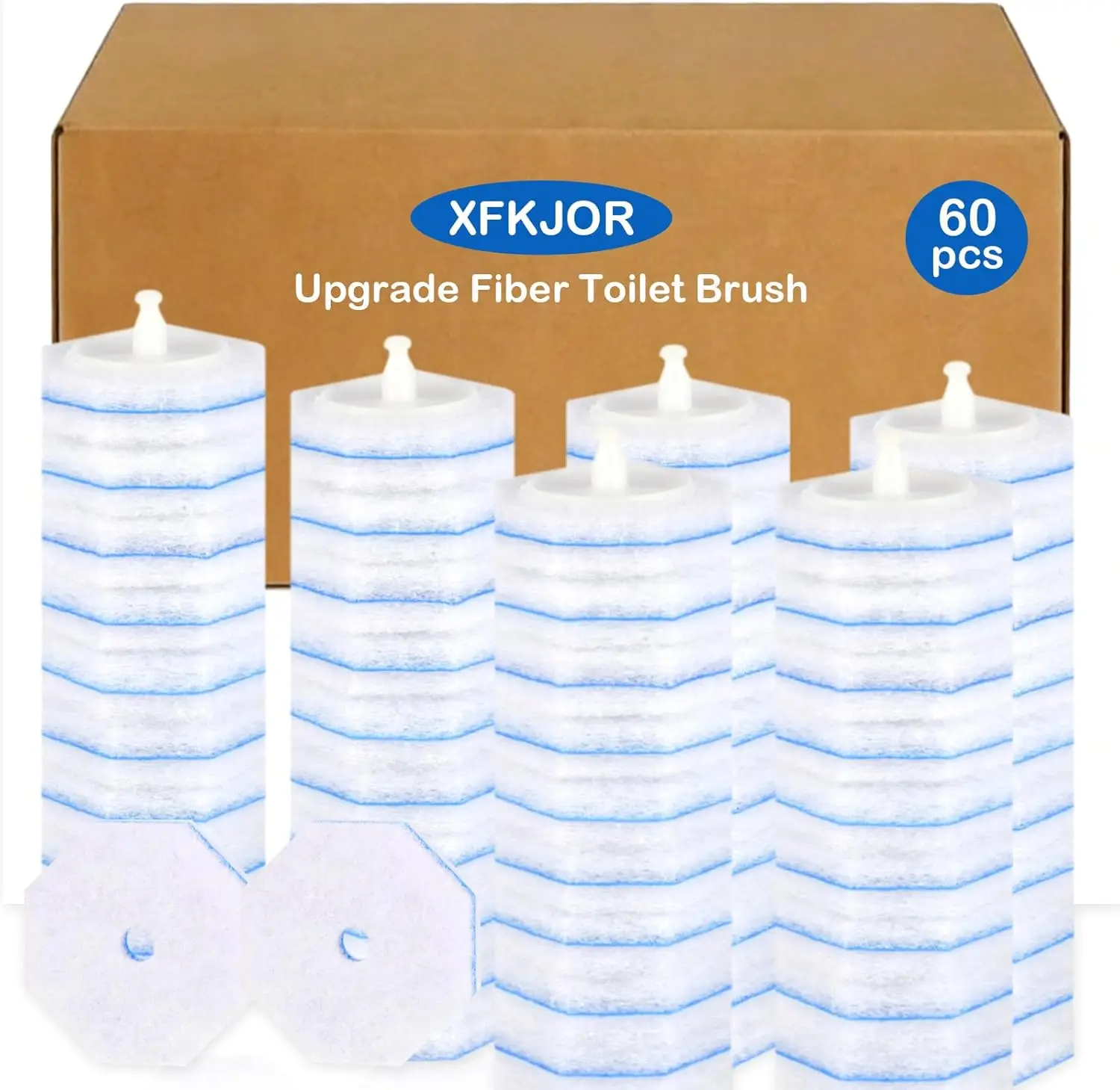 

60 сменных насадок для туалетной щетки Clorox - улучшенная волоконная щетка для унитаза, 5-кратная мощность очистки