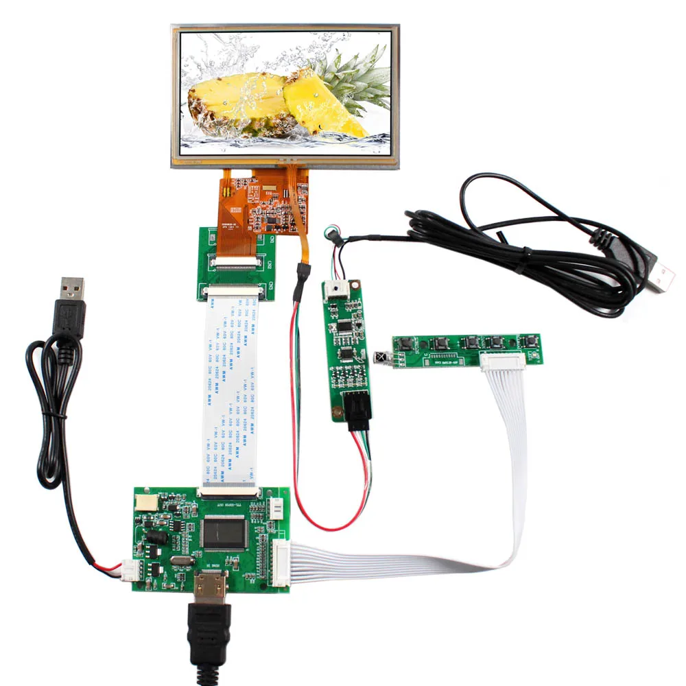 HD MI LCD Controller Board With 5 in 800X480 Resistive Touch LCD Screen