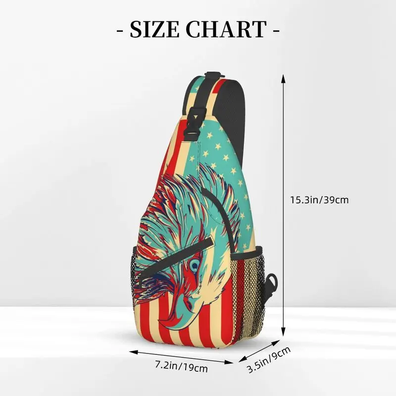 Coole USA amerikanische Flagge Weißkopf seeadler Schulter taschen für Reisen Wandern Männer Cross body Brust Rucksack Schulter Tages rucksack