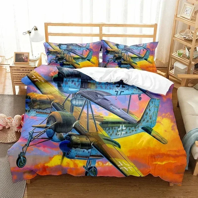 Top 3D Airplane Fighter Duvet Cover KingQueen Size,flying Fighter Jet Bedding Set modern Cool Airplane Quilt Cover