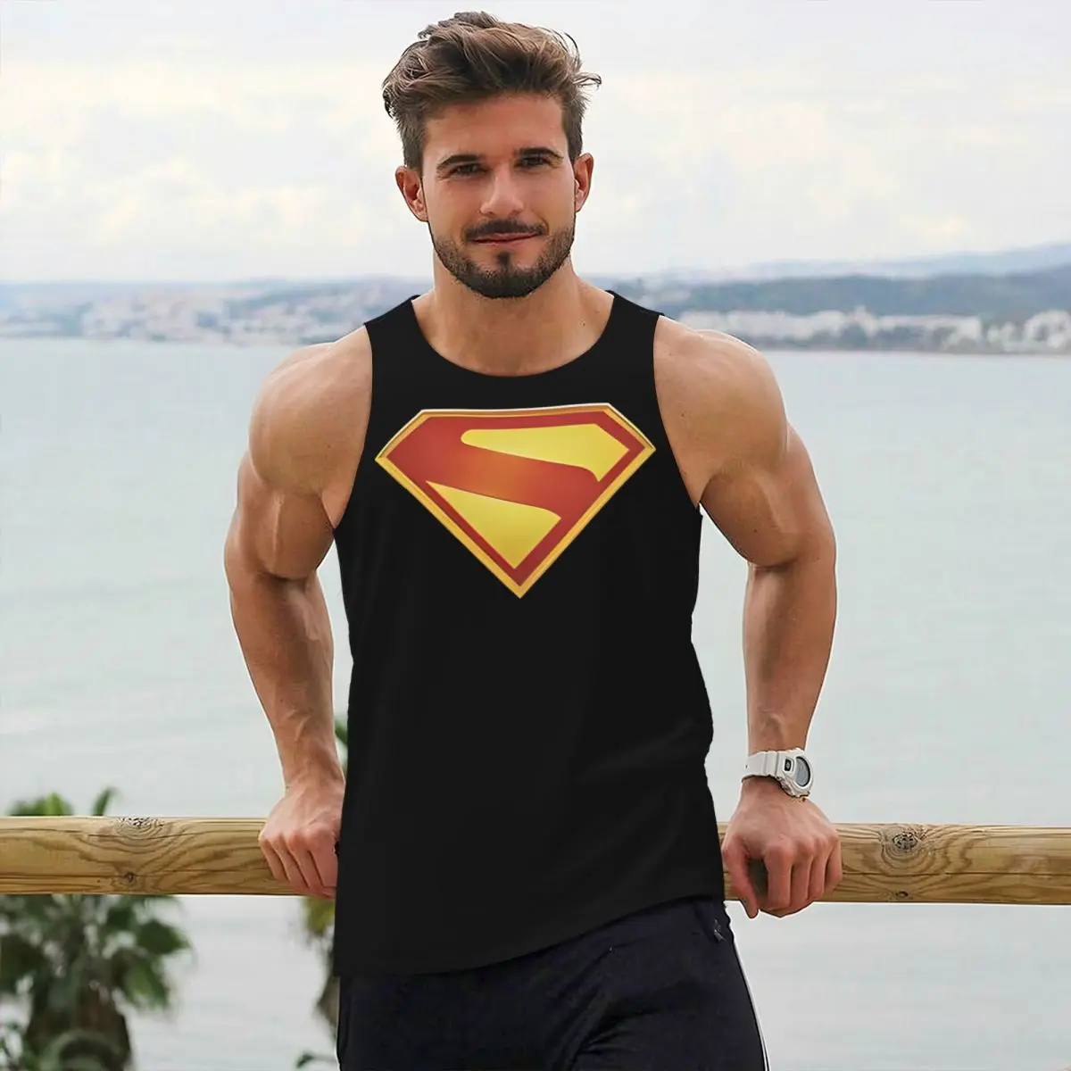 

Super-mans Logo Movie Sports Muscle Tank Top Muscle Sleeveless Shirt Bodybuilding Fitness Gym Compression Vest