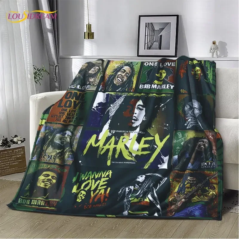 Bob Marley Reggae Music Jamaican Maple Leaf Plush Blanket,Flannel Blanket Throw Blanket for Living Room Bedroom Bed Sofa Picnic