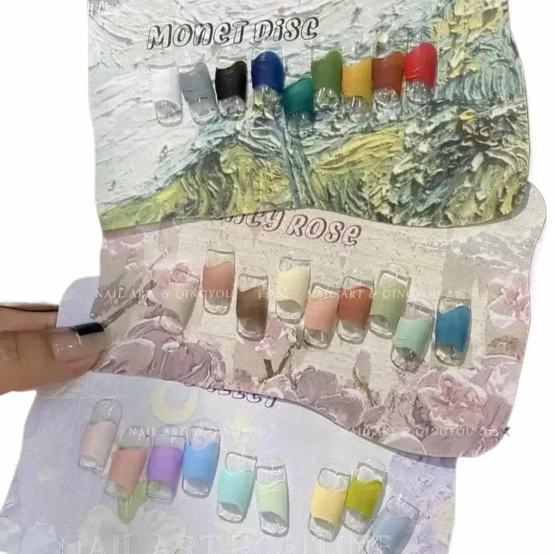 เจลสีน้ำมัน 9 ช่อง พร้อมดีไซน์เม็ดสีด้านแบบฟรอสติ้ง สำหรับตกแต่งเล็บ ลายไอศกรีม กันน้ำ อุปกรณ์ทำเล็บสำหรับร้านเสริมสวย