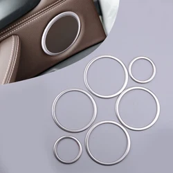 6pcs Silver Interior Door Speaker Ring Cover Trim Fit For BMW X5 E70 2007 2008 2009-2012 2013 X6 E71 2008 2009 2010 2011-2014