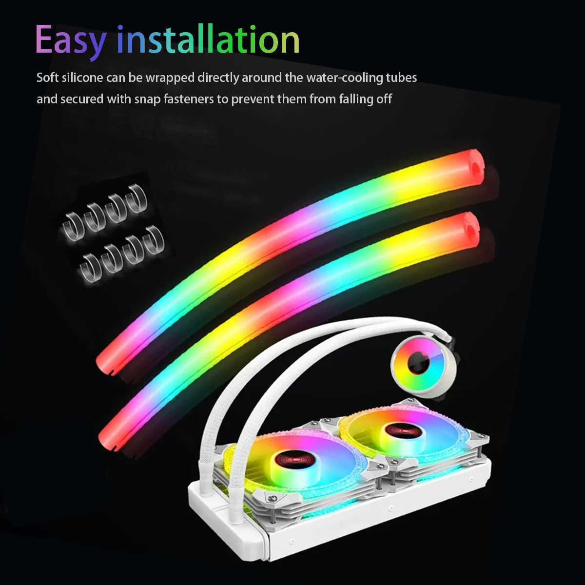 TUMMASTER ARGB funda de refrigeración por agua 5V3 pines tubo emisor de luz de refrigeración por agua de silicona suave para decoración de carcasa de PC funda de juegos