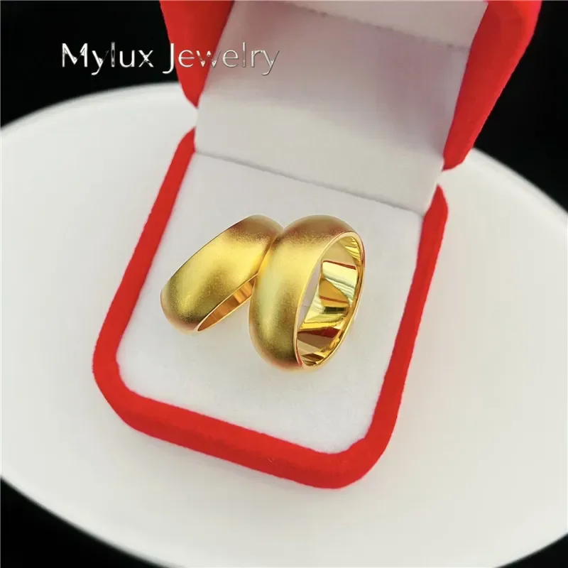 Mylux Jewelry 9999 24K real gold jewelry face matte closed mouth inheritance ring semicolon closed mouth strip ring men and wome