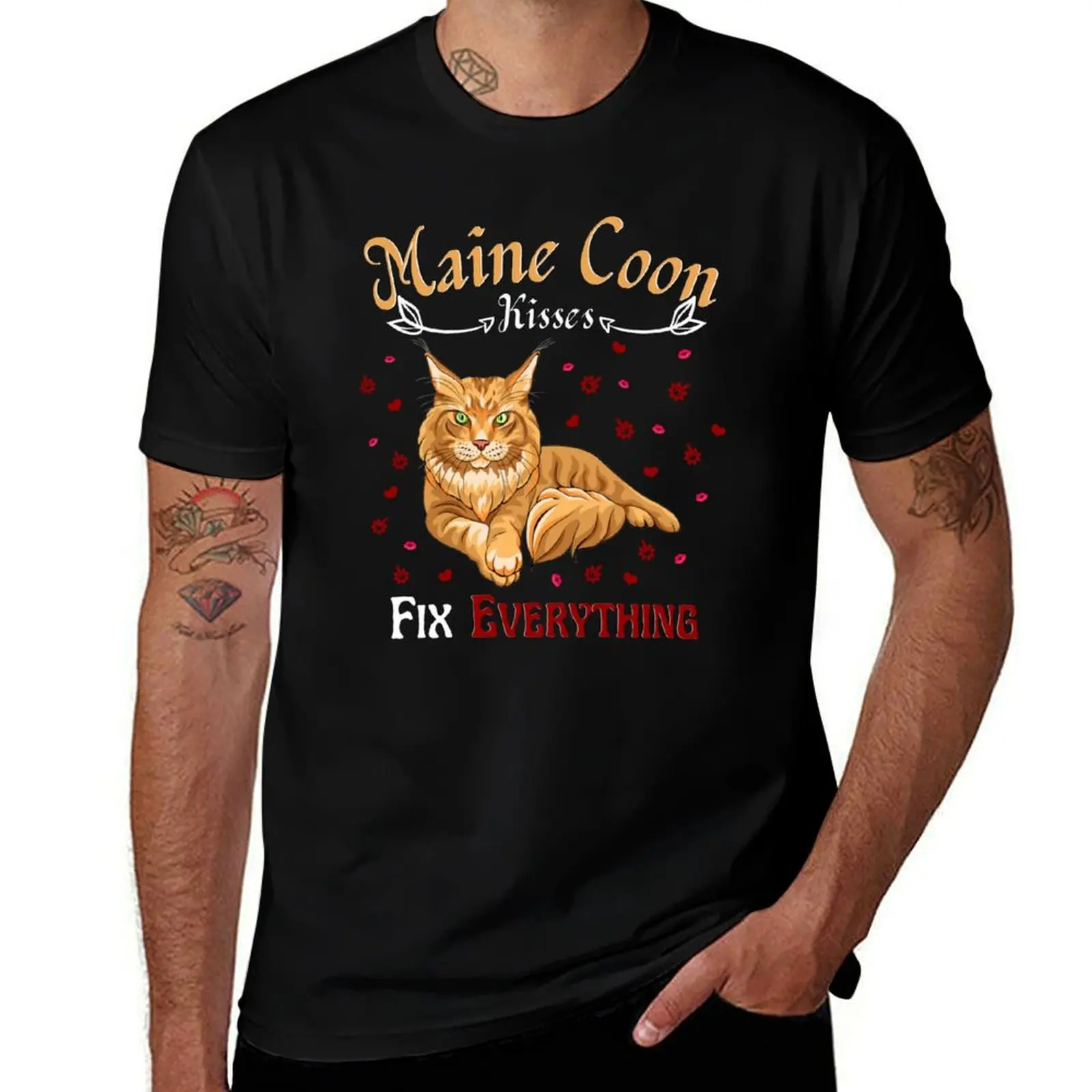 

Fix 100% t shirts Cute Kisses T-Shirt man Everything, man Maine cotton Lover Cat shirts Coon Coon T-Shirt Maine t for men