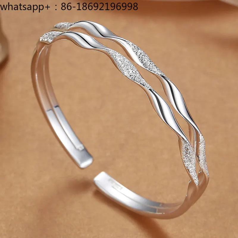 Bracelet 9999 Sterling  Women's Opening Fashion Solid Twist Foot  Mobius Frosted  Bracelet