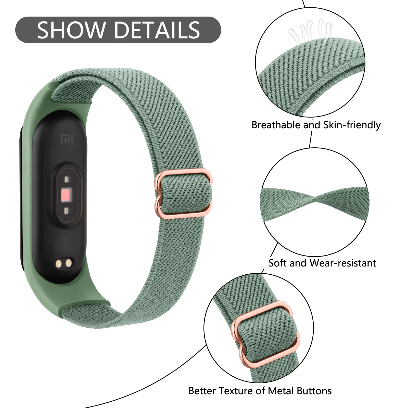 7Pcs/lot Elastic Nylon Strap For Xiaomi Mi Band 6 5 4 3 Band Adjustable Wristband Watchband For Xiaomi Mi Band 3 4 5 6 Strap