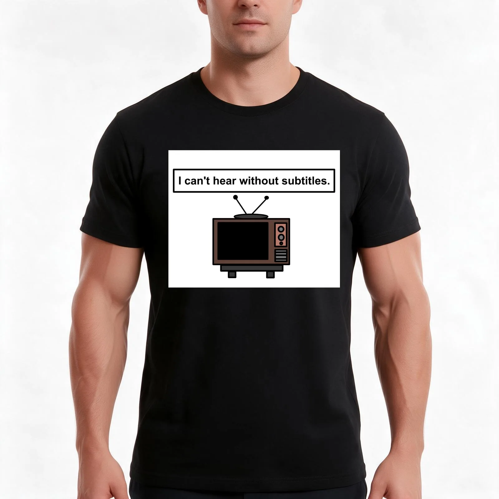 TV Subtitles Design T-Shirt, Summer Casual Cotton Tee, Oversized Streetwear Tops, Vintage Graphic Print, Loose Fit Short Sleeve